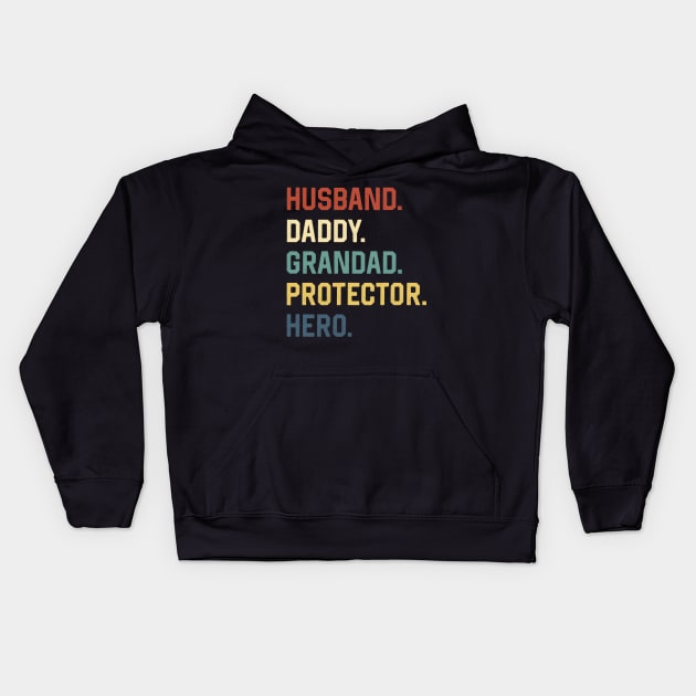 Fathers Day Shirt Husband Daddy Grandad Protector Hero Gift Kids Hoodie by Marang